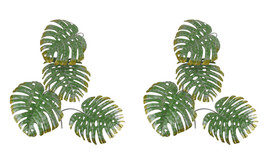 Set of 2 Green 17 Inch Metal Palm Leaf Sculptures Wall Hanging Tropical Decor - £71.44 GBP