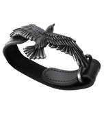 Alchemy A109 Black Consort Wriststrap Gothic Raven Black Leather Strap B... - £25.28 GBP