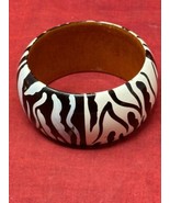 3&quot; Chunky Bracelet Bold Pattern Black &amp; White Wood - £14.66 GBP