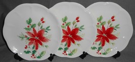 Set (3) Lenox Winter Meadow Pattern - Poinsettia Luncheon Plates Christmas - £54.48 GBP