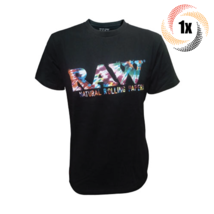 1x Shirt Raw Tie Dye Logo Design Black Comfy T Shirt | XL | 100% Cotton - £32.35 GBP