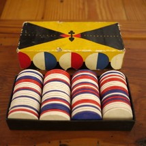 Lot of 99 Vintage Mid Century Dennison 1950s Wooden Poker Gambling Playing Chips - £29.47 GBP