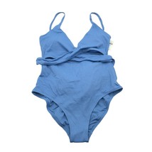 Aerie Wrap One Piece Swimsuit Full Coverage Textured Blue M - $28.90