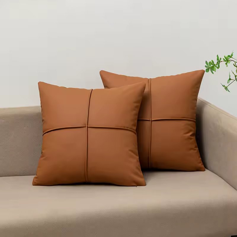 Waterproof Faux Leather Throw Pillow Covers - $330.75 MXN
