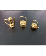 Set of 3 Dollhouse Gold Plated Miniatures Kitchen Accessories Kettle Unb... - $23.08 CAD