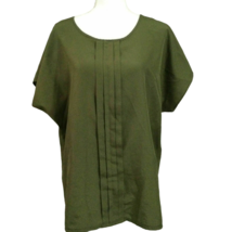 Orare Vintage Green Pleated Casual Top Blouse Size XL Dolman Sleeves Lightweight - £12.57 GBP