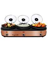 MegaChef Triple 2.5 Quart Slow Cooker and Buffet Server in Brushed Coppe... - $2,938.63 MXN