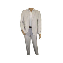 Men Seersucker Suit By Adolfo Stripe Casual Dressy Summer Suit 2 Button C624 Tan image 3