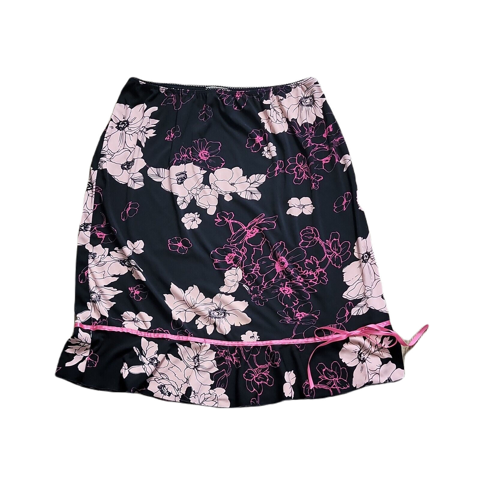 Primary image for LunaChix Pull On Classy Floral Black Skirt ~ Sz L ~ Knee Length 