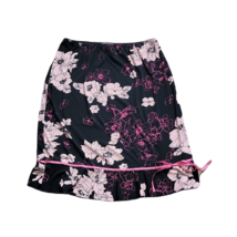 LunaChix Pull On Classy Floral Black Skirt ~ Sz L ~ Knee Length  - £13.40 GBP