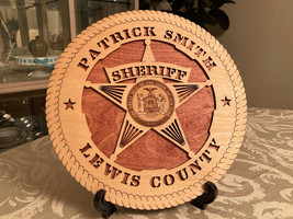 Brand New Personalized Wooden Plaque - 5 Pointed Star Sheriff w/State Seal - $34.99