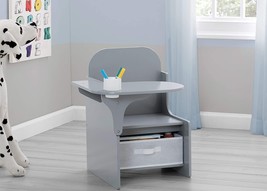 Kids Table Desk Chair Storage Bin Wooden Activity Toddler School Drawing Gray - £49.18 GBP