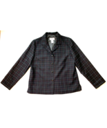 Pendleton Vintage Womens Blazer Jacket Petite 12 Virgin Wool Plaid Black... - $18.65