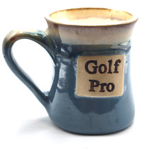 Mug Handcrafted Stoneware Pottery &quot;Golf Pro&quot; Large Blue Glaze 5&quot; Fathers... - £22.37 GBP