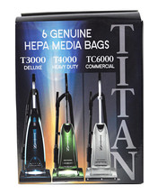Titan T3000, T4000, TC6000 Hepa Paper Vacuum Bags TUV-H 6PK - £13.33 GBP