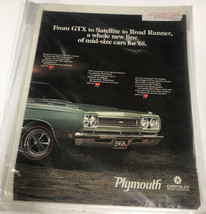 Plymouth Chrysler Da GTX A Satellite A Roadruner &#39;68 Vintage Ad - £62.68 GBP