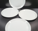 4 Crate &amp; Barrel Verge Salad Plate Set White Smooth Porcelain Dish Sri L... - £54.65 GBP