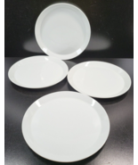 4 Crate &amp; Barrel Verge Salad Plate Set White Smooth Porcelain Dish Sri L... - $69.17