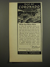 1953 Hotel del Coronado Ad - Wish you were here - £14.78 GBP