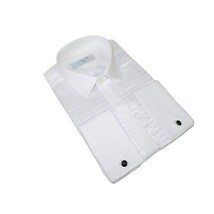 Men CEREMONIA Formal Tux Cotton Shirt Slim Fit Turkey #PLK 13 Crinkled White image 4
