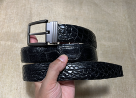 Size 40&quot; Genuine Black Belly Alligator Crocodile Skin Belt Width 1.3&quot; - £47.17 GBP