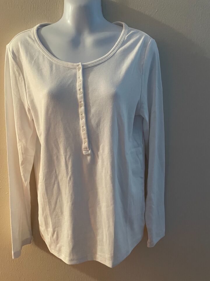 Primary image for Women's Gap  Henley Long Sleeve White Shirts Size M L XL XXLNWT