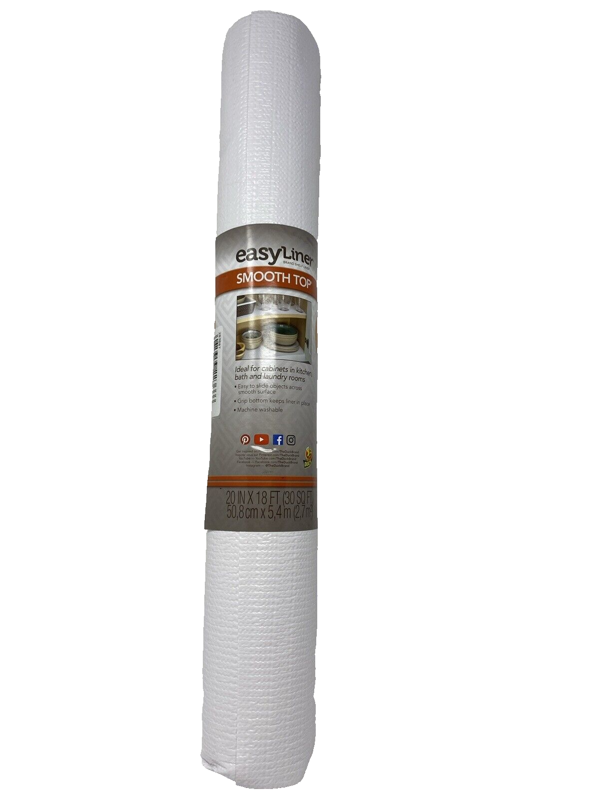 Duck Easy Liner Smooth Top Value Roll Shelf Liner White 20&quot; x 18&#39; NEW - $14.24