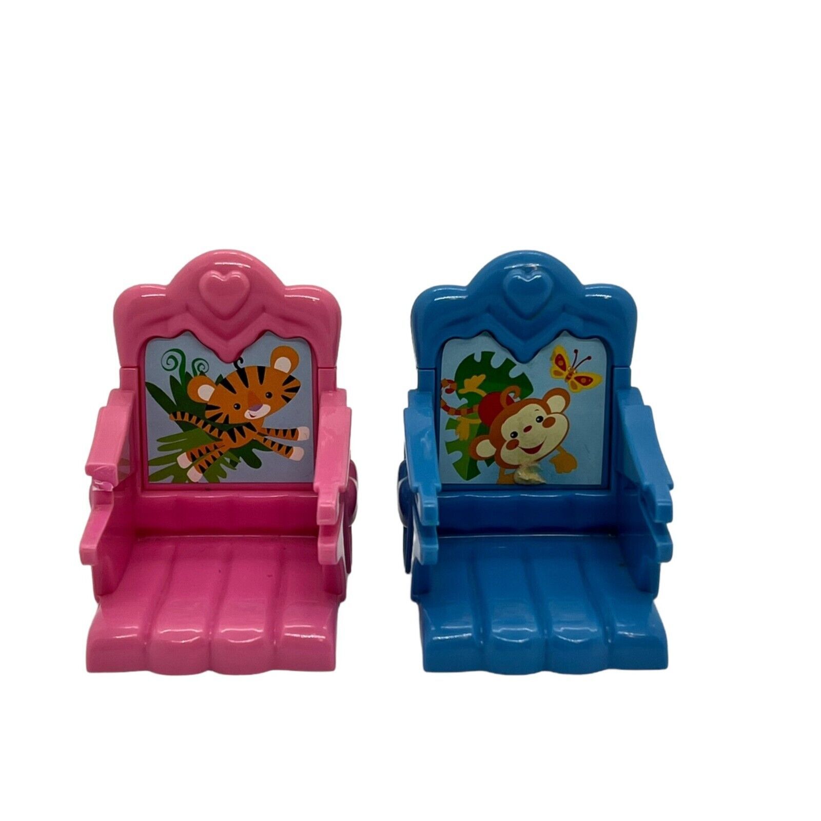 Primary image for Fisher Price Loving Family Dollhouse Twins Pink & Blue Booster Seats Furniture