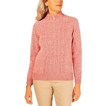 Womens Sweater Petite Medium Long Sleeve Pink Coral Soft Acrylic Cable Knit PM - £8.76 GBP