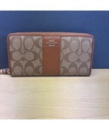 Coach Large Wallet Signature Print Slim Accordion Zip Tan/Brown - €55,88 EUR