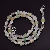 Natural Moonstone Multi Aventurine Gemstone Mix Shape Beads Necklace 17&quot; UB-5273 - £7.68 GBP