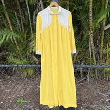 Vintage Gossard Artemis Nightgown Robe Women&#39;s Yellow Nylon USA Made Maxi Large - £25.69 GBP