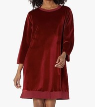 NWT Mod-O-Doc Stretch Velvet 3/4 Sleeve Shift Dress Garnet Size S - $24.74