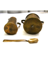 Vintage WW1 Era Hammered Trench Art Creamer &amp; Sugar Bowl with Spoon 9-b - €136,78 EUR