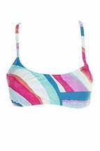 $28 Hula Honey Juniors Blue Pink Flying Colors Printed Strappy Back Bikini Top M - £10.56 GBP