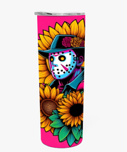 Tumbler Halloween |Jason &amp; Michael Floral Pink Background | 20oz Thermal... - $670.75 MXN