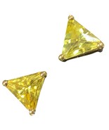 PJM sterling silver Gold Tone yellow zirconia Small Stud Earrings - $43.33 CAD