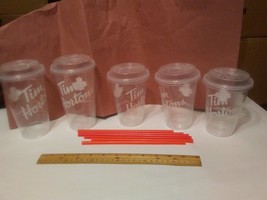 plastic Tim Hortons tumblers with straws - £15.14 GBP