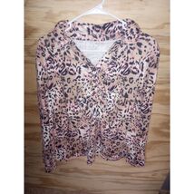 Women's Cato Long Sleeve Leopard Top Collared 18/20 - $9.00