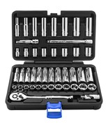 Epauto 45 Pieces 3/8&quot; Drive Socket Set With 72-Tooth Pear Head Ratchet - £58.27 GBP
