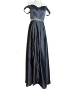 Womens Long Black Off the Shoulder Formal A-Line Dress Pockets Sequins S... - $69.29