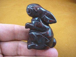 (Y-BUN-ST-705) Red Jasper Bunny Rabbit Gemstone Carving Figurine Love Rabbits - $17.53