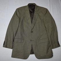 Haggar 44L Brown Houndstooth Plaid Mens Blazer Suit Jacket Sport Coat - $36.39