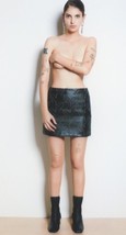 NWT Helmut Lang Houndstooth LEATHER Mini Skirt Black sz 0 - £119.47 GBP