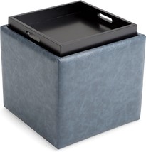 SIMPLIHOME Rockwood 17 inch Wide Square Cube Storage Ottoman with, Contemporary - £94.34 GBP