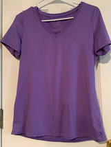 NWOT - Athletic Works Ladies Size M (8-10) Purple V-Neck Short Sleeve Top - £10.41 GBP