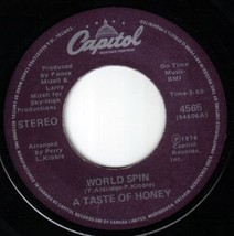 A Taste Of Honey World Spin 45 rpm Boogie Oogie Oogie Canadian Pressing - $6.92