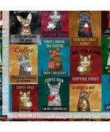 Cotton Coffee Cats Multicolor Caffeine Cotton Fabric Print by the Yard D... - $21.88 CAD