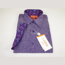 Men Premium Quality Soft Linen Sports Shirt INSERCH Short Sleeves SS717 Purple image 4