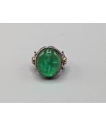 Tagliamonte Venetian Glass Intaglio Green Ring 925 14K Italy Size 6 Art ... - £77.04 GBP